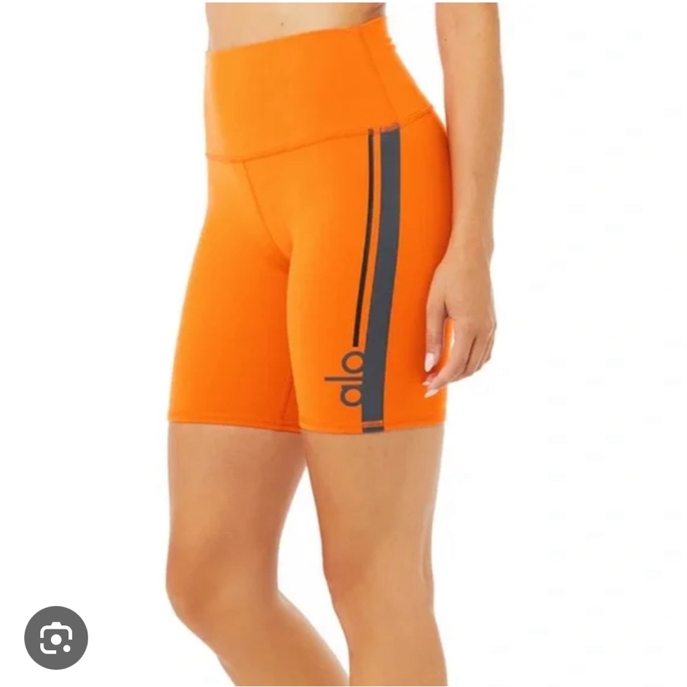 ALO Yoga Orange Bike Shorts for Active Comfort